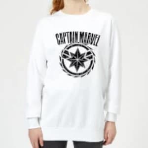 Captain Marvel Logo Womens Sweatshirt - White
