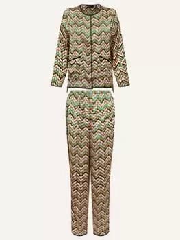 Accessorize Firenzo Zigzag Stripe Satin Pjs, Multi, Size L, Women