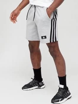 adidas Future Icons 3 Stripe Shorts - Medium Grey Heather, Size L, Men