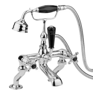 Hudson Reed Black Topaz With Crosshead & Domed Collar Bath Shower Mixer - Chrome / Black