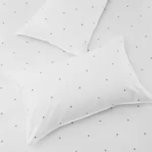 The Linen Yard Strand Housewife Pillowcase Pair Cotton White/Grey