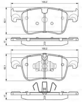 Bosch 0986494695 Brake Pad Set BP1690 Disc Brake Front Axle