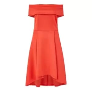 Mela London Red Bardot Dipped Hem Dress - Red