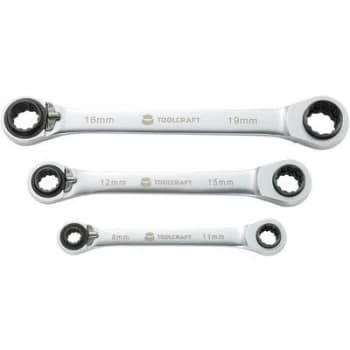TOOLCRAFT 819162 Double-ended ratcheting box wrench set 3 Piece 8 - 19 mm