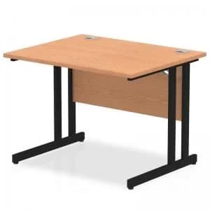 Impulse 1000 x 800mm Straight Desk Oak Top Black Cantilever Leg