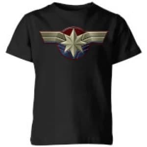 Captain Marvel Chest Emblem Kids T-Shirt - Black - 11-12 Years