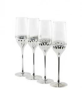 Waterside Set Of 4 Platinum Art Deco Flute Glasses