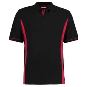 Kustom Kit Scottsdale Mens Short Sleeve Polo Shirt (2XL) (Black/Red)