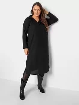 Yours Soft Touch Polo Neck Rib Dress - Black, Size 16, Women