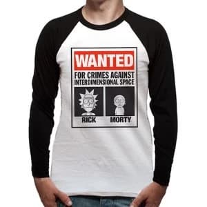 Rick And Morty - Wanted Poster Mens X-Large Baseball Shirt - White