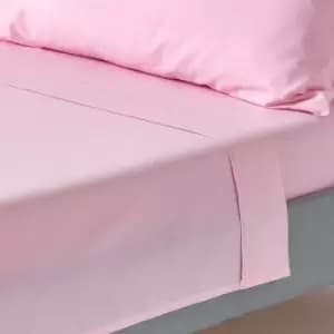 Pink Egyptian Cotton Flat Sheet 200 Thread Count, Super King - Pink - Pink - Homescapes