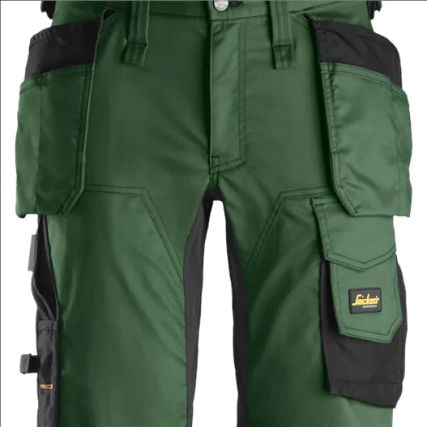 Snickers AllroundWork Stretch Shorts Holster Pockets - Forest Green/Black - 44