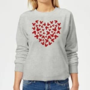 Disney Mickey Mouse Heart Silhouette Womens Sweatshirt - Grey - L