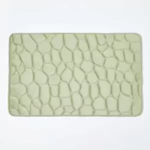 Memory Foam Pebble Design Sage Green Bath Mat - Green - Green - Green - Homescapes