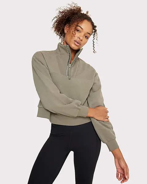 Chelsea Peers Chelsea Peers Quarter Zip Sweater Khaki Female 14 HW08703