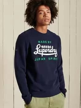 Superdry Script Style Sweat - Navy, Size L, Men
