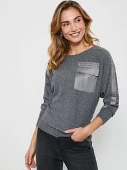 Mint Velvet Military Pocket Jumper - Grey