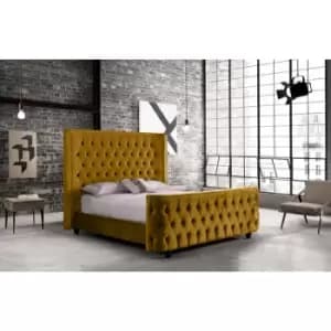 Harmony Bed Double Plush Velvet Mustard