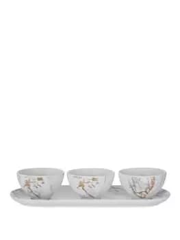 Premier Housewares Marble Luxe Tapas Set, Gold Finish Detail, Four Piece Set