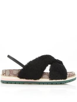 Coach Tally Shearling Sandal - Black