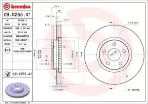 BREMBO Brake disc FORD 09.N255.41 1877785,E1GC1125AB,E1GC1125AC Brake rotor,Brake discs,Brake rotors