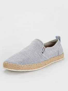 Superdry Hybrid Slip On Classic Espadrilles - Grey, Size 7, Men