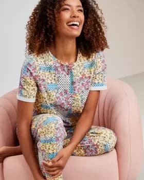 Cotton Traders Womens Jersey PJ Set in Yellow