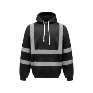 Yoko Mens High Visibility Pull-Over Hoodie (XL) (Black) - Black
