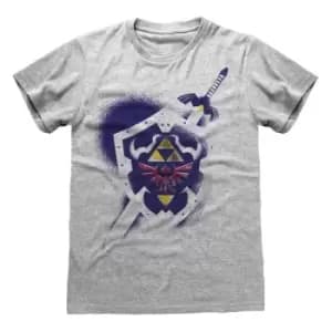 Legend Of Zelda - Shield Unisex Small T-Shirt - Grey