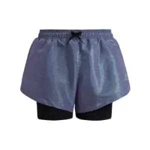 adidas Dance Loose Fit Two-In-One Shorts Kids - Violet Fusion / Easy Green / B