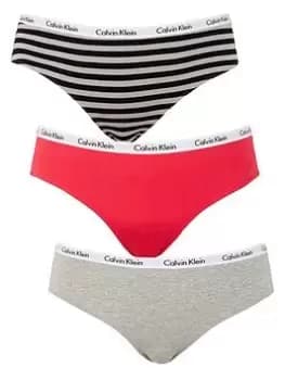 Calvin Klein Plus Size 3 Pack Brief - Pink/Grey/Stripe, Multi, Size 3XL, Women