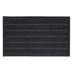 JVL Knit Design Scraper 45 x 75cm Charcoal Door Mat - Braided