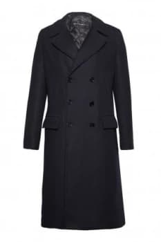 Mens French Connection Cabafeltro Melton Coat Blue