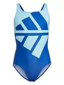 adidas Adidsa Younger Girls Large Logo Swimsuit, Bright Blue, Size 11-12 Years, Women