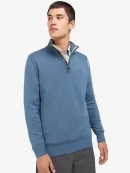 Barbour Cotton Half Zip Jumper - Blue Size M, Men