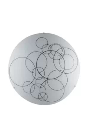 Karma Decorative Flush Ceiling Light, White Glass, E27