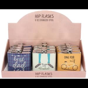 Set of 12 Classic Gent Hip Flasks in Display