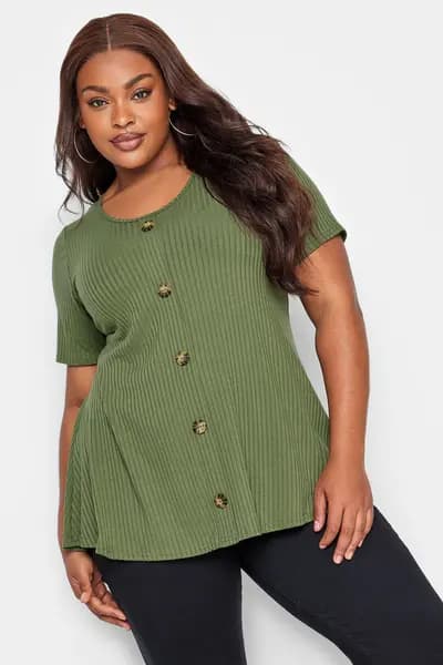 Yours Ribbed Swing Top Green