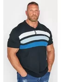 BadRhino Stripe Knitted Polo Shirt - Blue Size M, Men