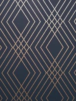 Fine Decor Fine Decor Shard Trellis Navy & Gold Wallpaper