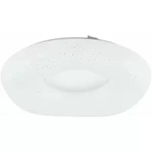 Loops - Flush Ceiling Light White Shade White Silver Plastic With Crystal Effect LED 18W