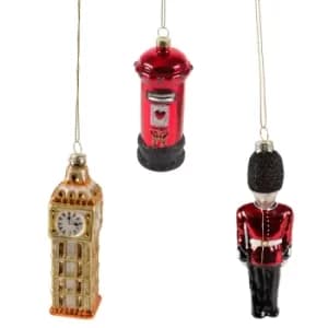 Lovely London Postbox, Big Ben & Guard Decorations (Set of 3)