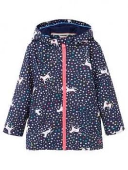 Joules Girls Raindance Unicorn Raincoat - Navy, Size 11 Years, Women