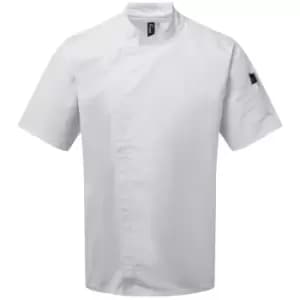 Premier Unisex Adults Chefs Zip-Close Short Sleeve Jacket (L) (White) - White