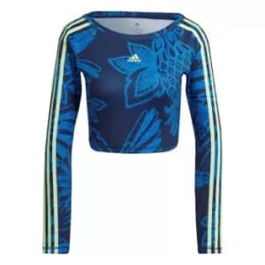 adidas FARM Rio Crop Long Sleeve Sweatshirt Womens - Mystery Blue / Hi-Res Yellow