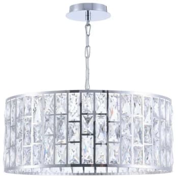 Gelid Chandelier Cylindrical Pendant Chrome & Crystal, 4 Light, E27