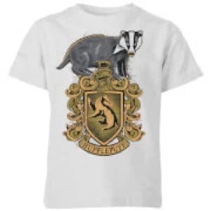 Harry Potter Hufflepuff Drawn Crest Kids T-Shirt - Grey - 11-12 Years
