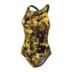 Speedo AOP Power Back Swimsuit Womens - Black