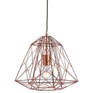 1 Light Wire Ceiling Pendant Copper, E27