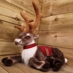 Samuel Alexander - 44cm Sitting Fabric Plush Reindeer / Stag Christmas Decoration / Ornament